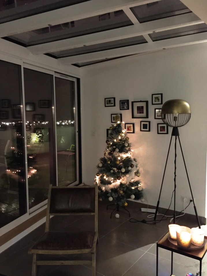 Sapin de Noël sous la verrière - la Terrasse des Climats